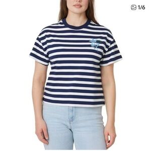 Scotch & Soda Navy and White Striped Tee M